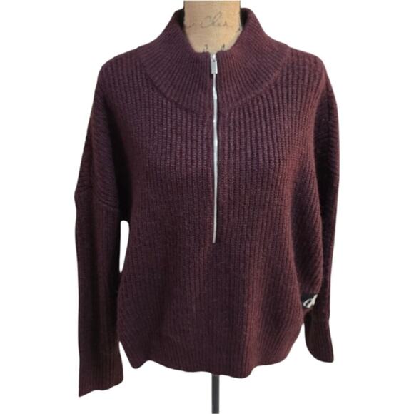 Calvin Klein Plum 1/2 Zip Ribbed Mock Neck Sweater Size XL - Picture 1 of 7